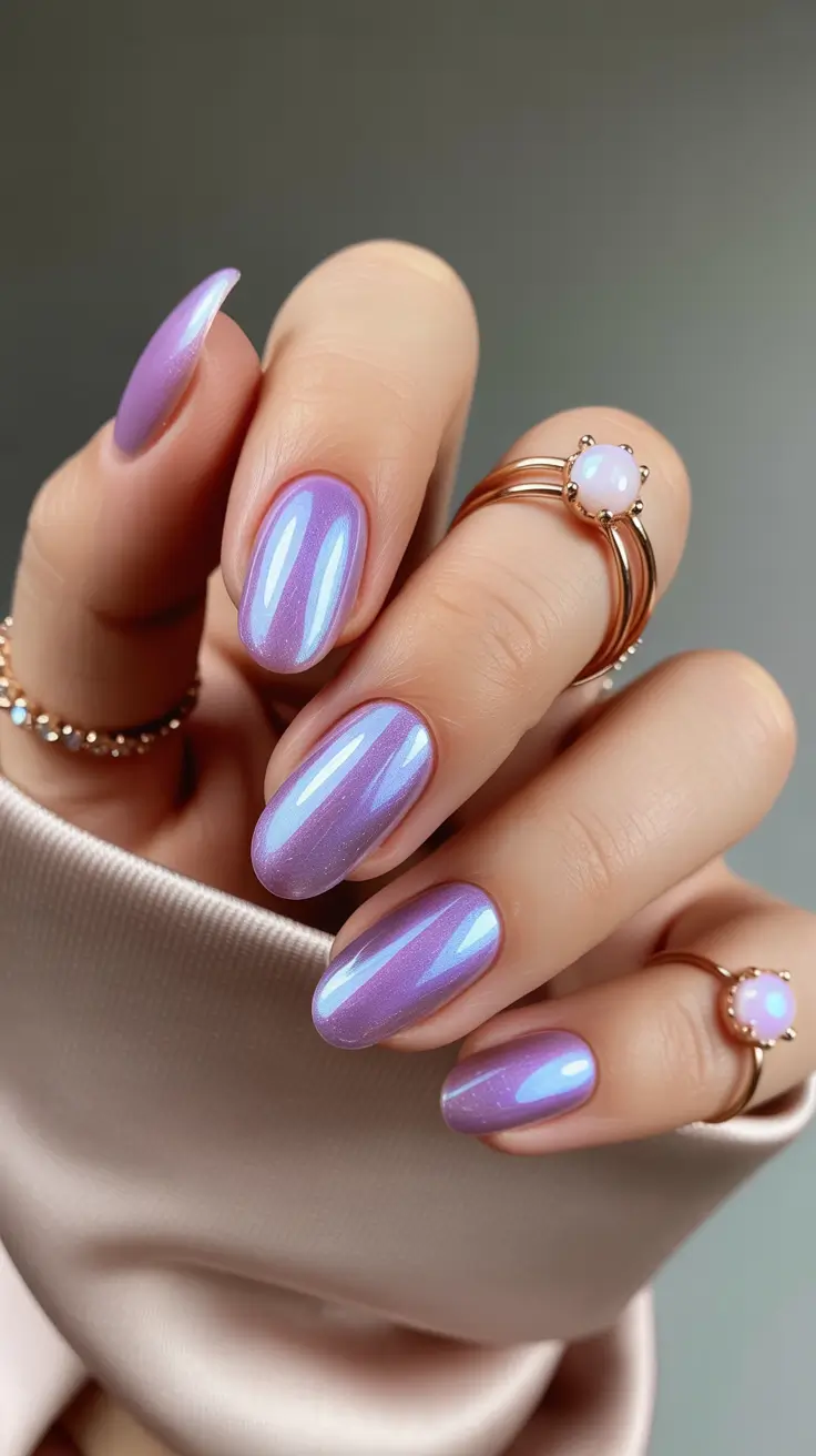 simple nail designs 2026 Iridescent Lilac Dream