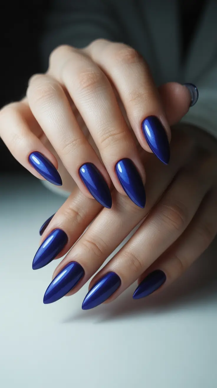 stiletto nail designs 2026 Sapphire Blue Stilettos
