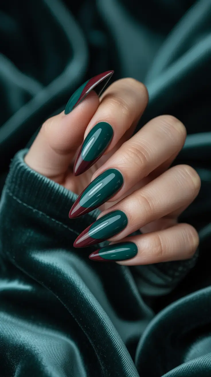 stiletto nail designs 2026 Emerald Green Stilettos