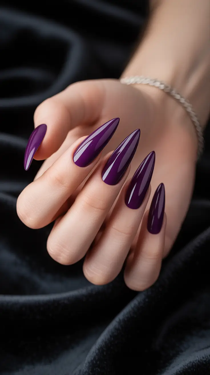 stiletto nail designs 2026 Deep Purple Stilettos