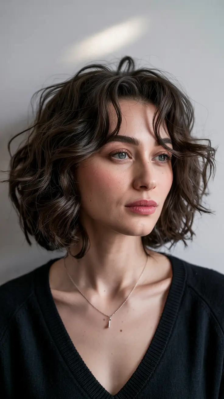 trendy Haircuts 2026+Curly Bob With Airy Face Layers
