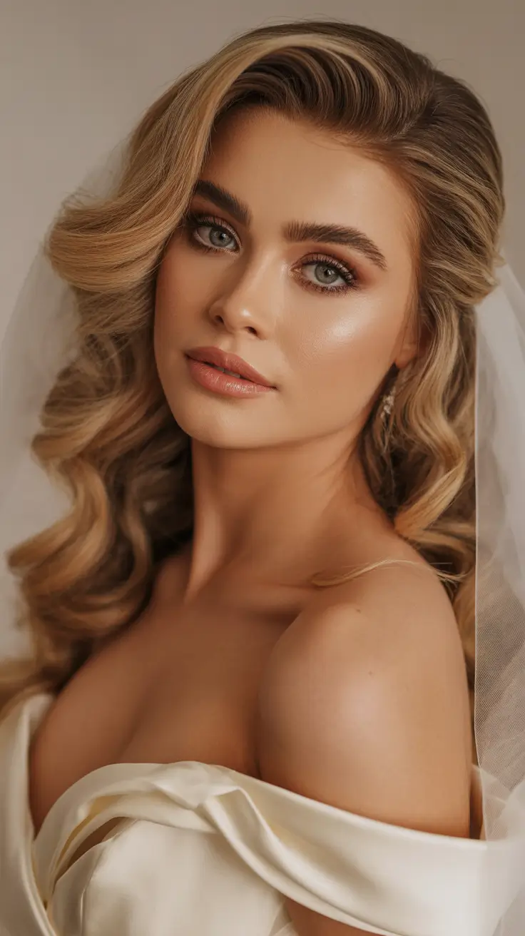wedding hairstyles 2026 Classic Bridal Glam With Veil-Ready Curls