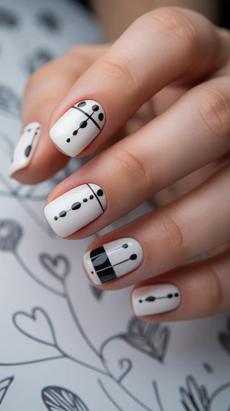 White Nail Designs 2026 Modern Monochrome in Graphic Black & White