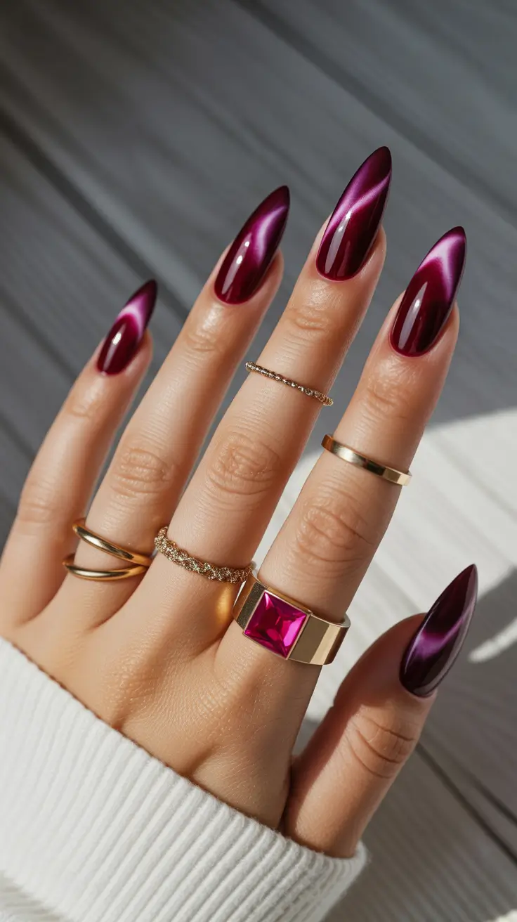 aura nail designs 2026 Deep Wine Aura With Refined Gloss