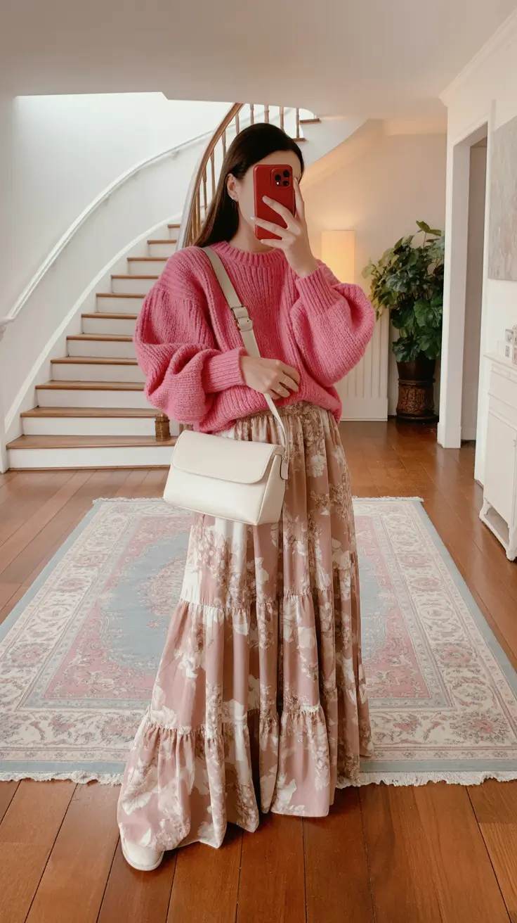 beautiful early spring outfits 2026 romantic pink layers