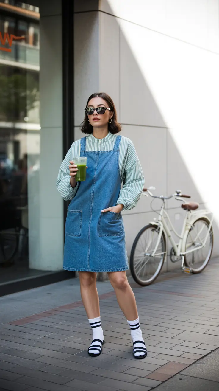 beautiful early spring outfits 2026 playful denim dress