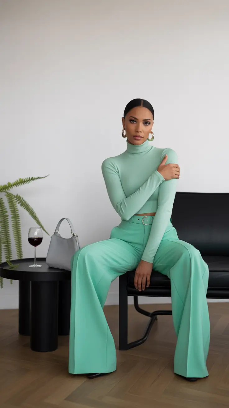 beautiful spring outfits black women 2026 Monochrome Green with a Calm Confidence