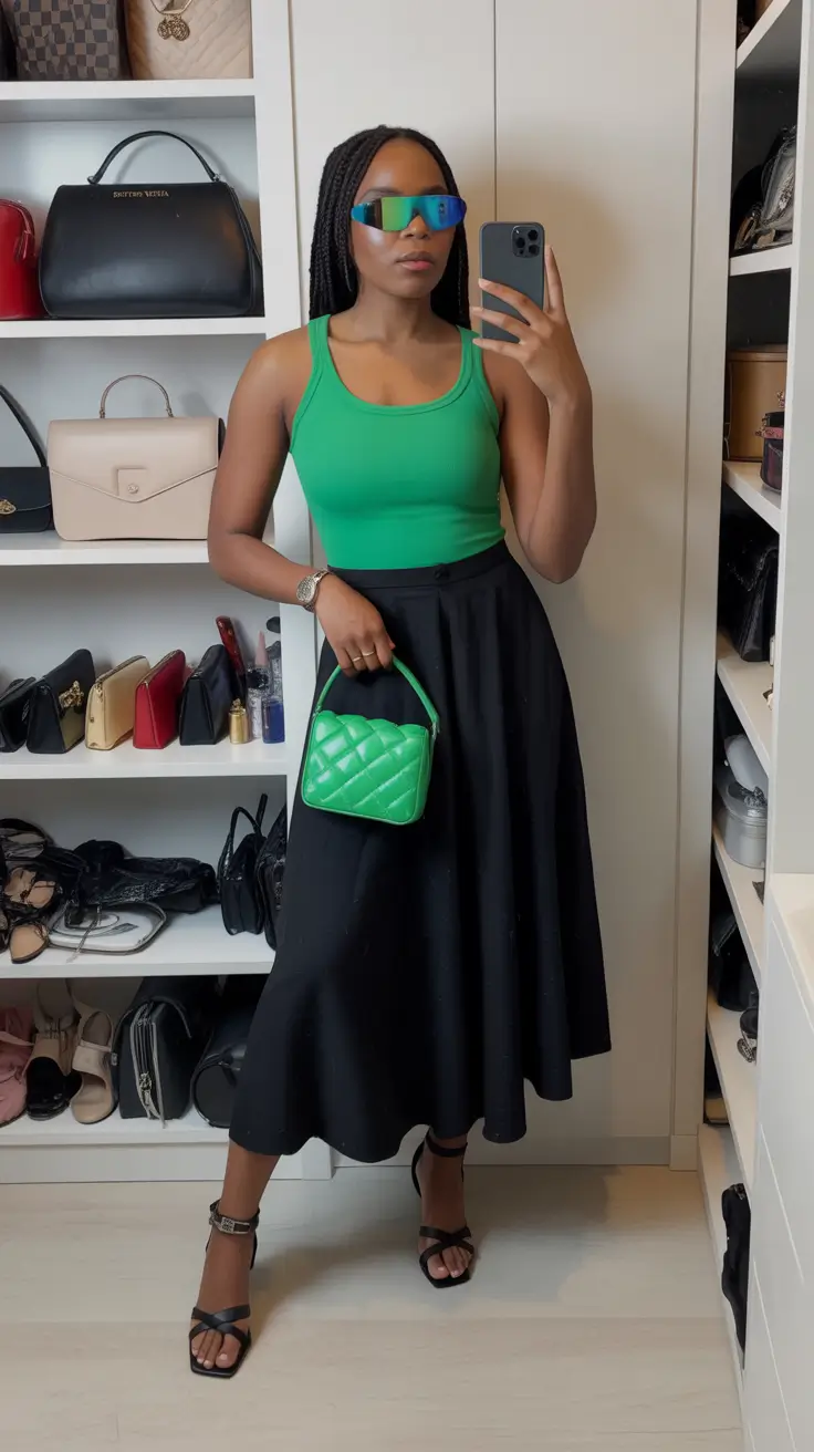 beautiful spring outfits black women 2026 Bold Green with Modern Contrast