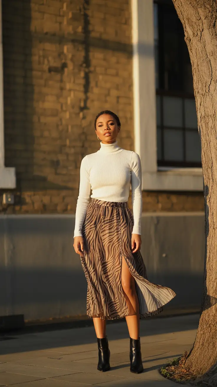 beautiful spring skirt outfits 2026 Flowing Prints With Grounded Elegance