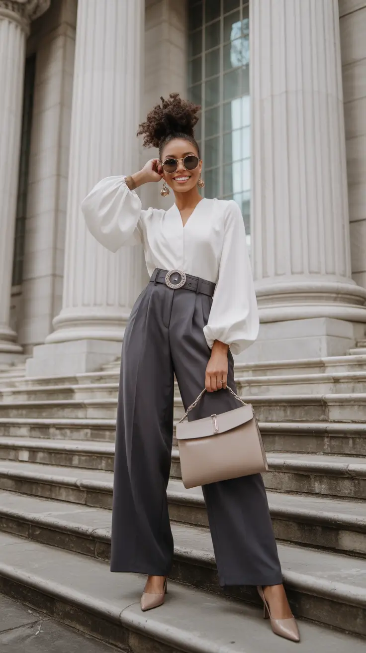 business casual spring office outfits 2026 Statement Sleeves and Polished Proportions