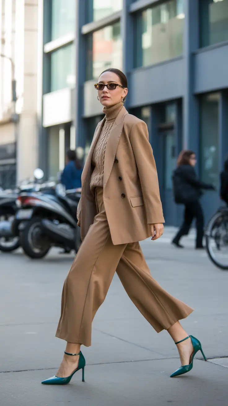 business casual spring office outfits 2026 Warm Neutrals and Elevated Texture Play