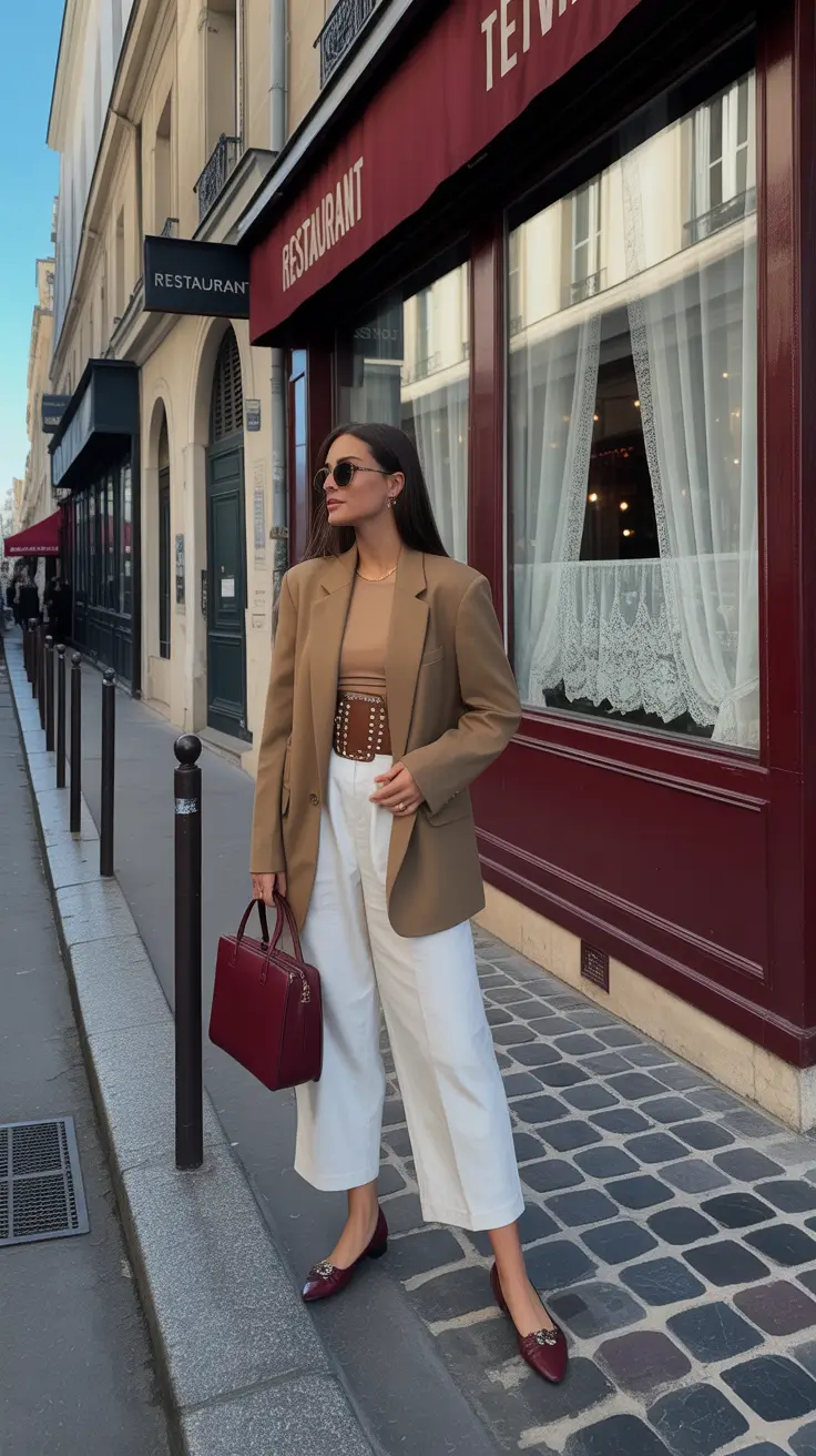 business casual spring outfits for 2026+Soft Neutrals with Belted Authority