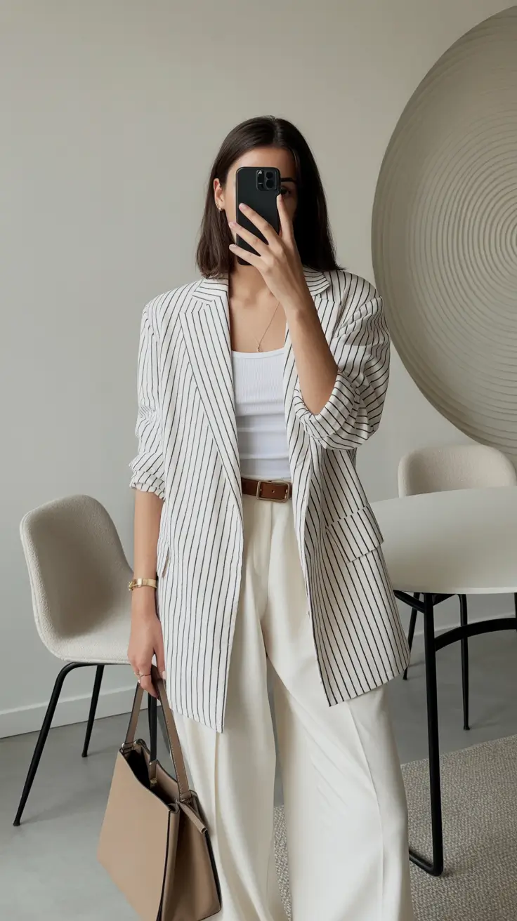 business casual spring outfits for 2026+Pinstripes and Cream: Quiet Luxury on Repeat