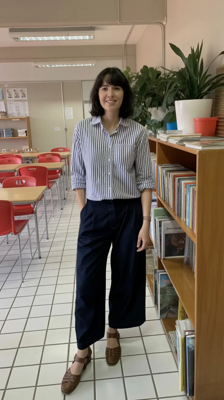 business spring work outfits 2026+Stripes, Structure, and Bookish Charm