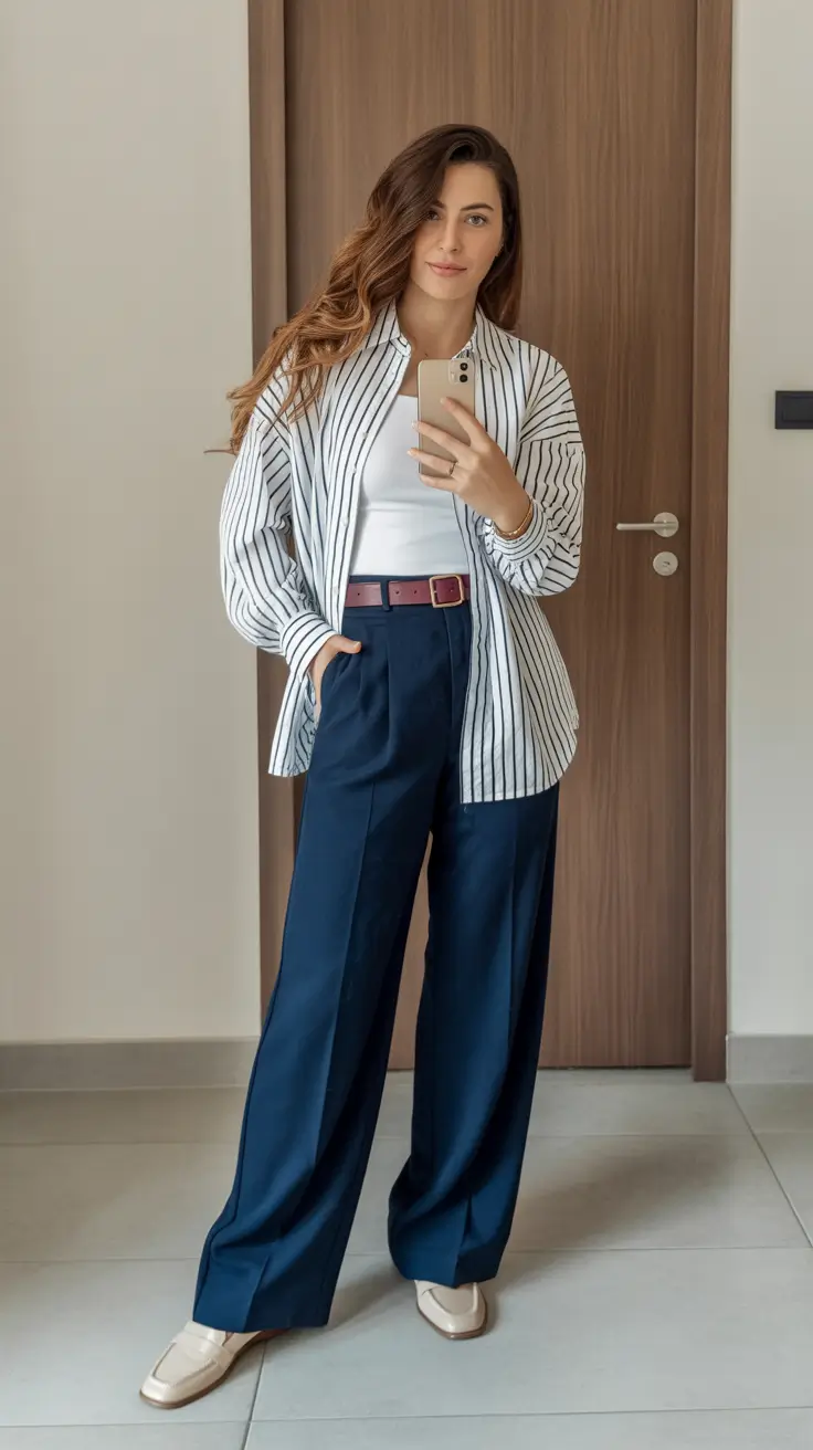 business spring work outfits 2026+Clean Lines with Subtle Stripe Play