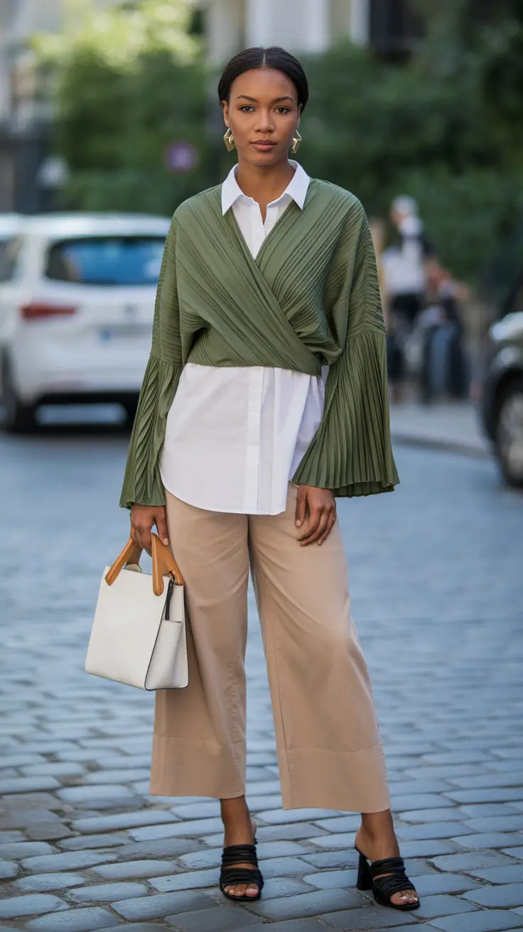 business spring work outfits 2026+Pleats, Layers, and Unexpected Elegance