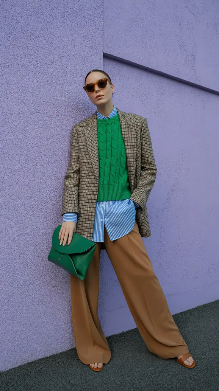 casual spring workwear 2026 Classic tailoring with unexpected color energy