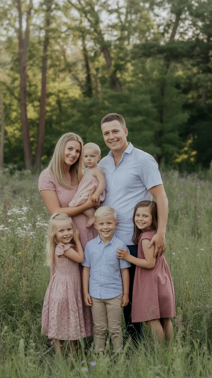 classy spring family pictures outfits for 2026 Soft Rose Tones for a Timeless Look