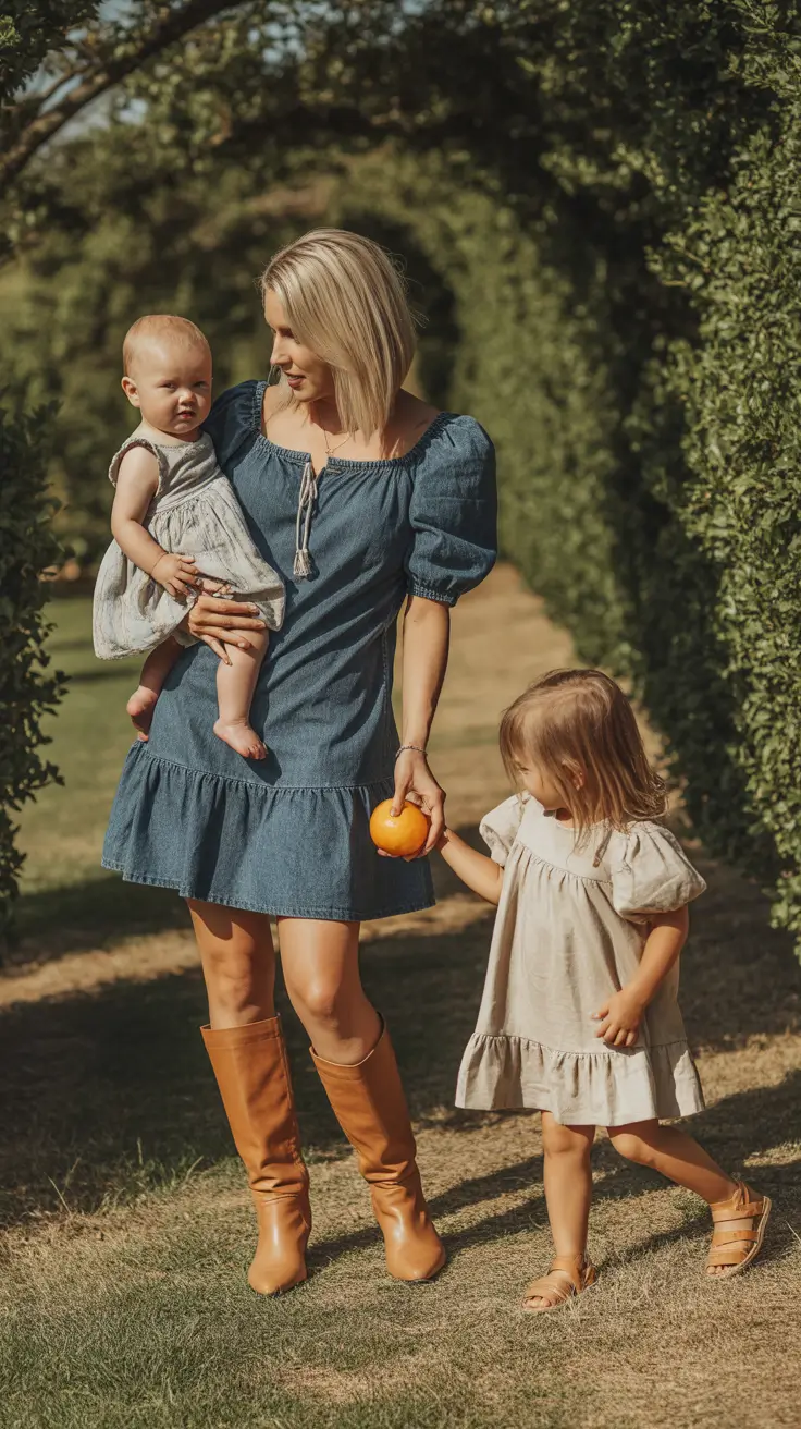 classy spring family pictures outfits for 2026 Soft Denim Blues and Earthy Neutrals