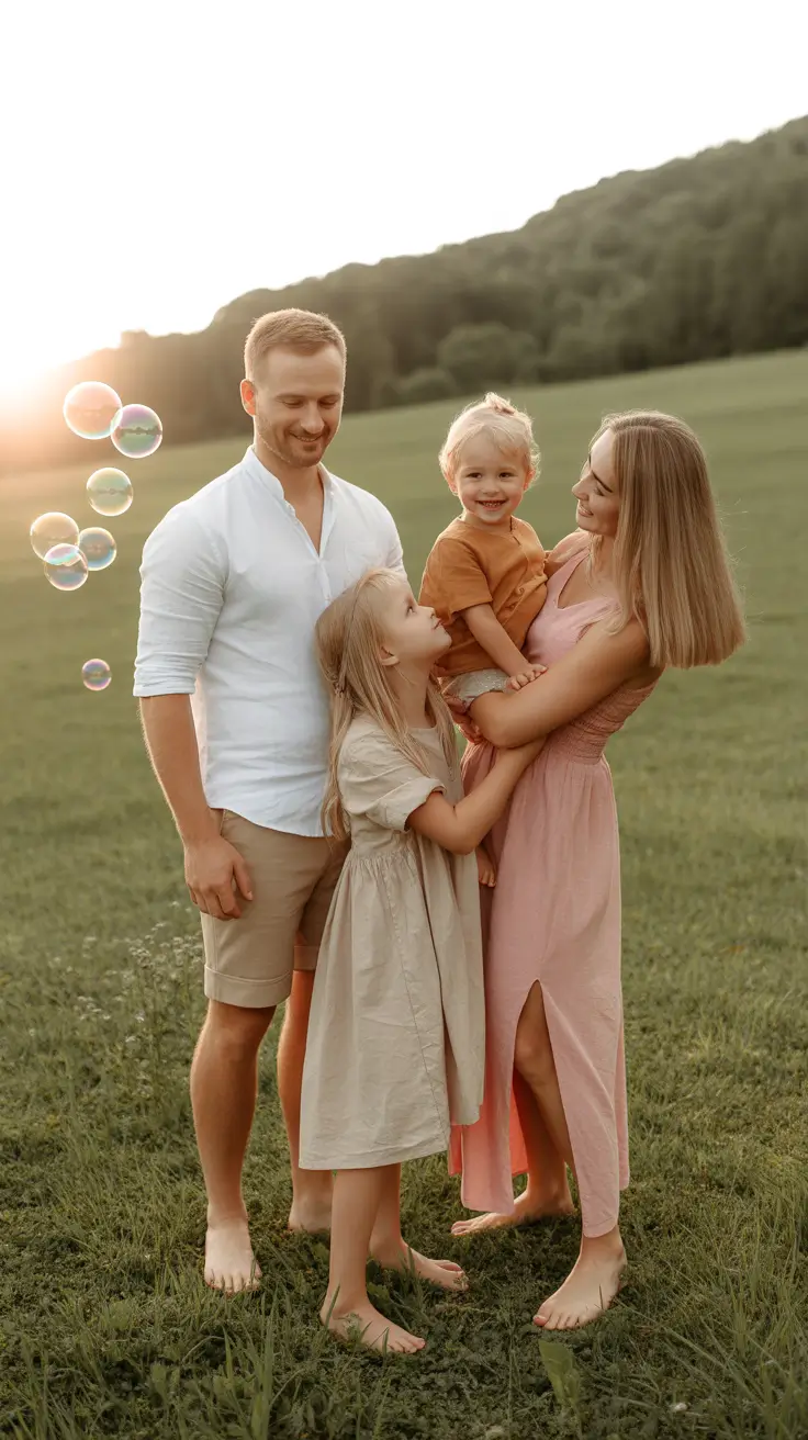 classy spring family pictures outfits for 2026 Muted Pastels and Barefoot Simplicity