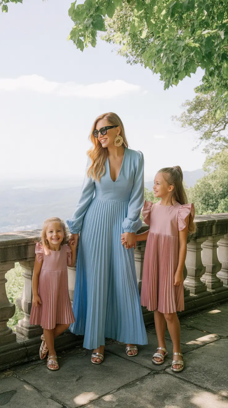classy spring family pictures outfits for 2026 Elegant Blues and Rose Accents