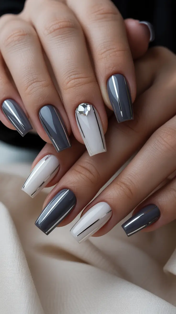 coffin nail designs 2026 Smoky Neutrals With a Sharp Modern Edge