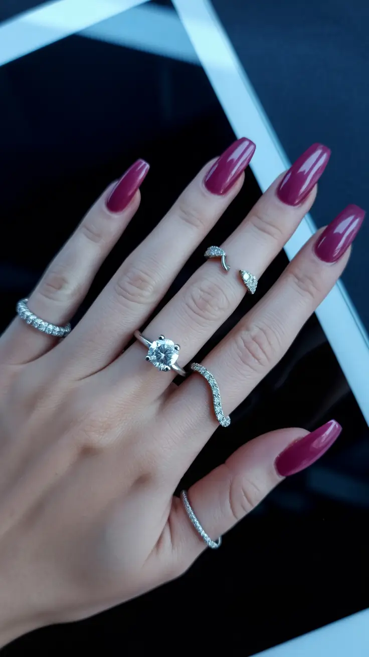 coffin nail designs 2026 Berry Gloss Coffin Nails