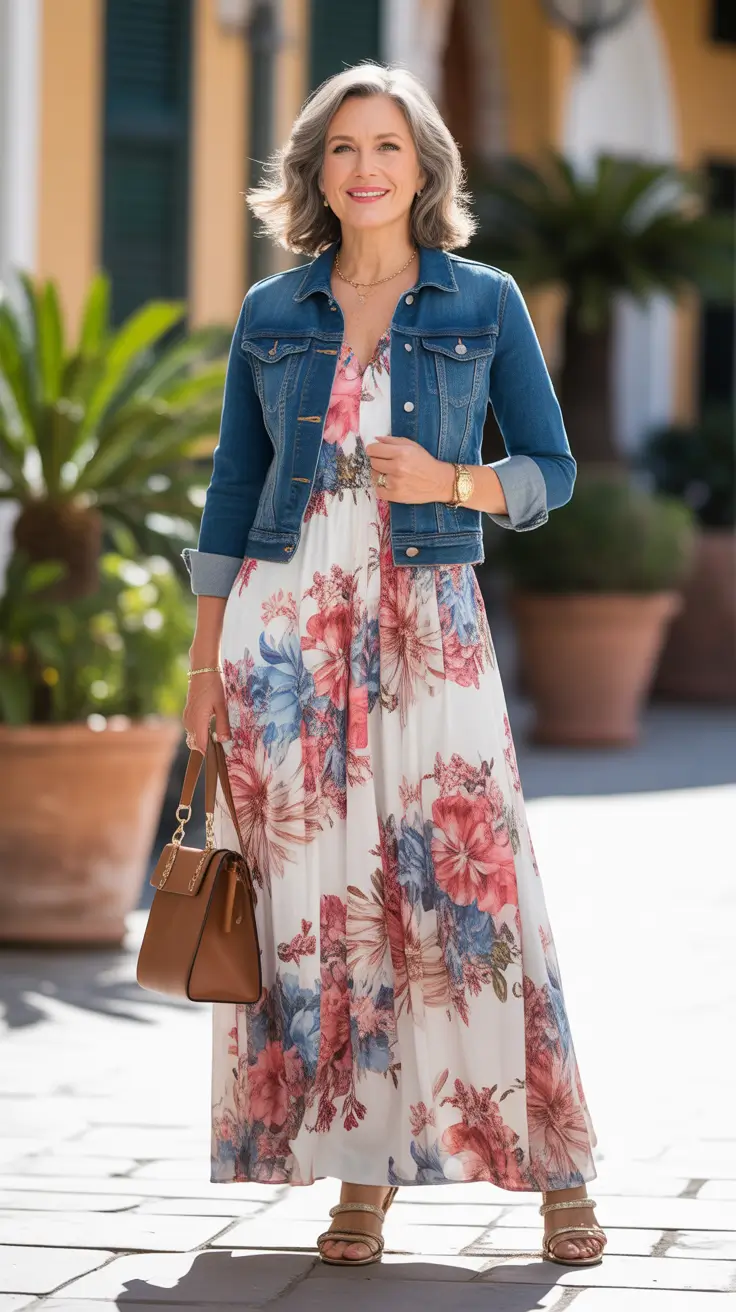 cozy spring outfits for women over 50 2026 Timeless Florals With Casual Structure