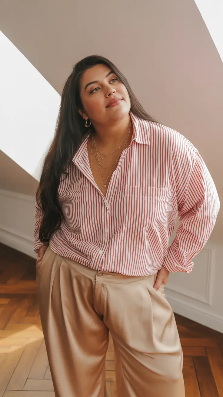 cute plus size spring outfits for women 2026 Relaxed Stripes That Feel Like a Deep Breath