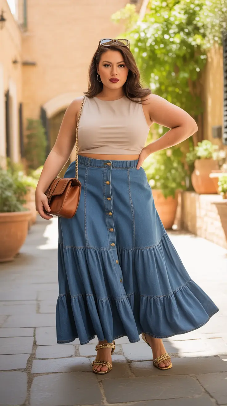 cute plus size spring outfits for women 2026 Denim Skirts That Move With You