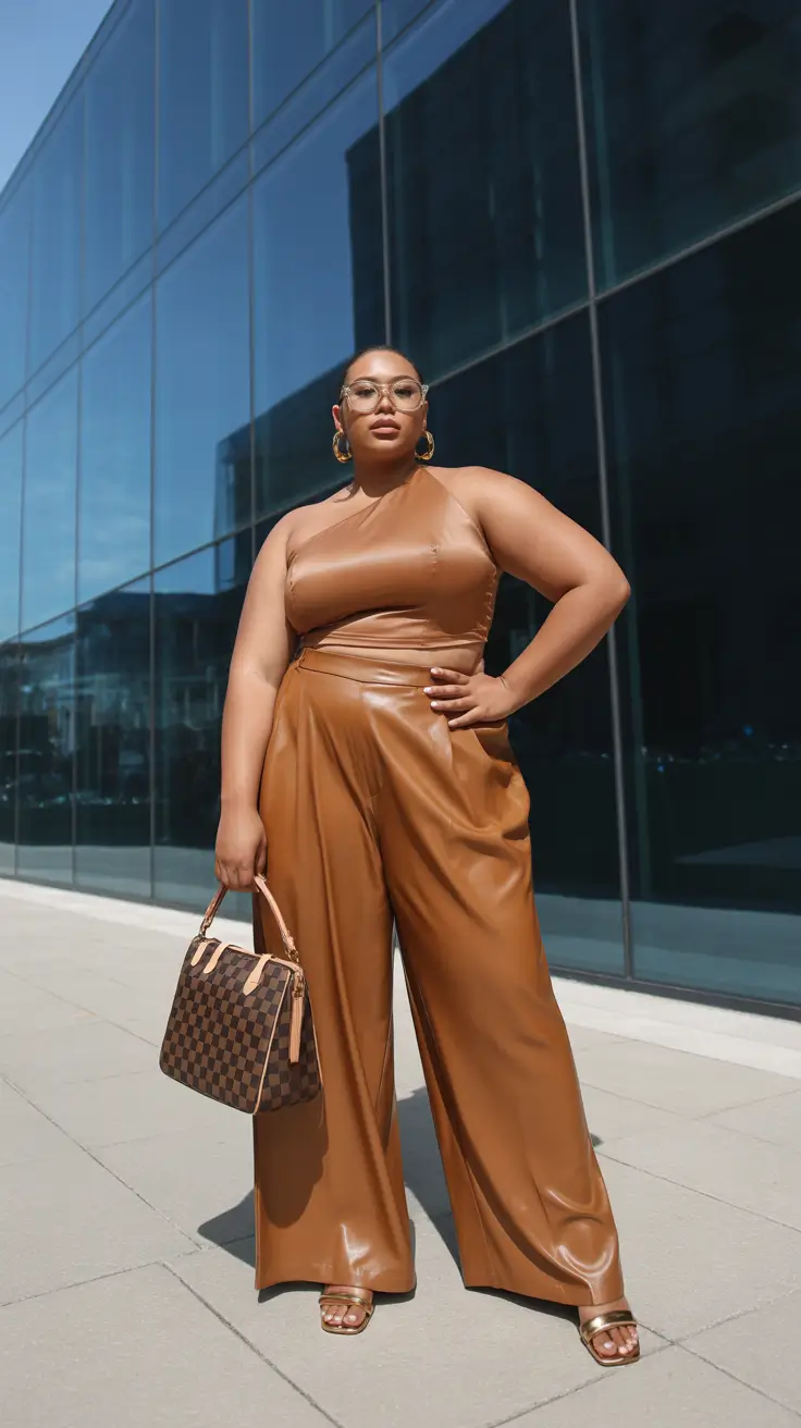 cute plus size spring outfits for women 2026 Leather-Look Pieces That Feel Light