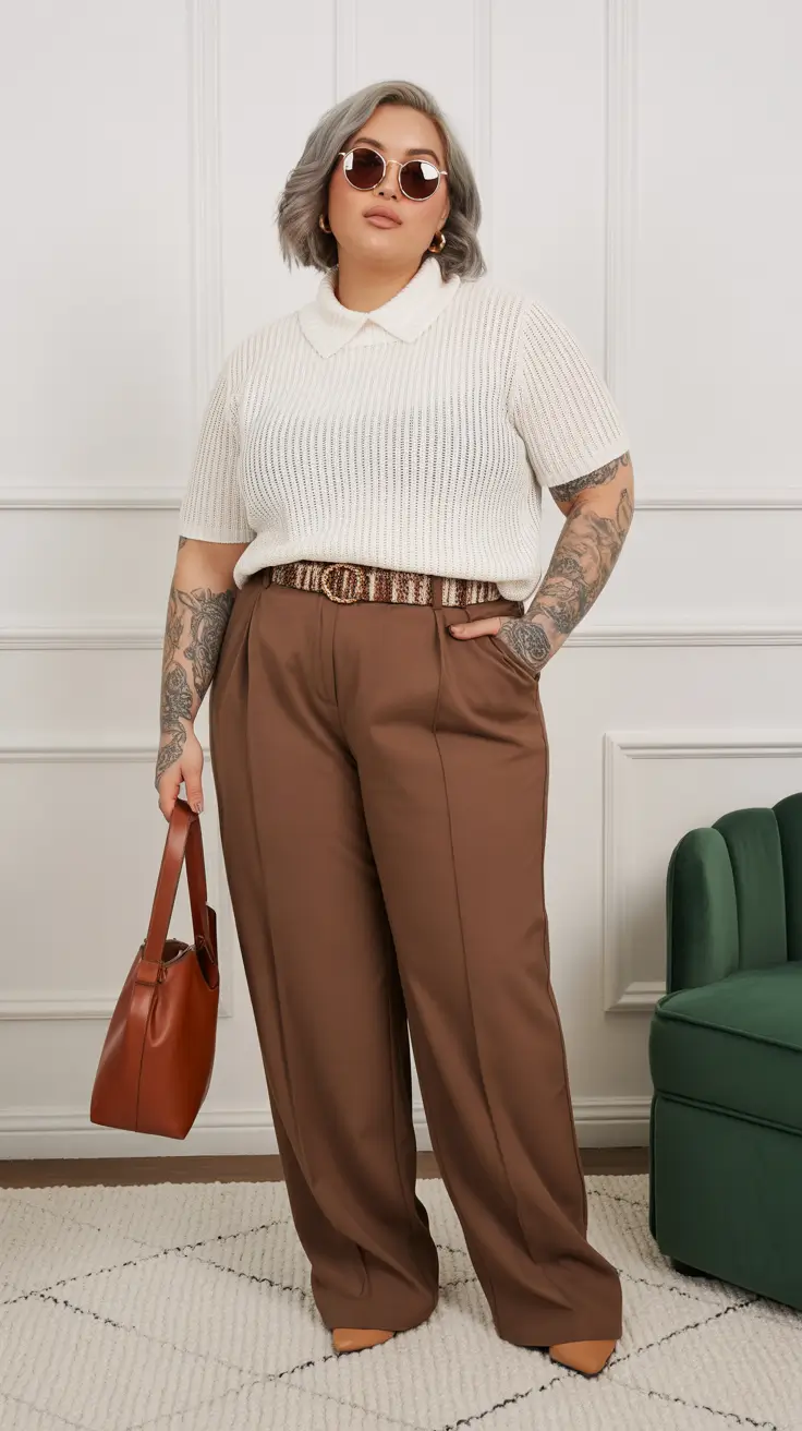 cute plus size spring outfits for women 2026 Soft Knits With Tailored Confidence