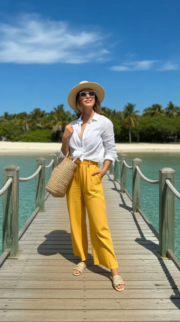 cute spring beach outfits for 2026 Sunlit Yellows and Classic Beach Confidence