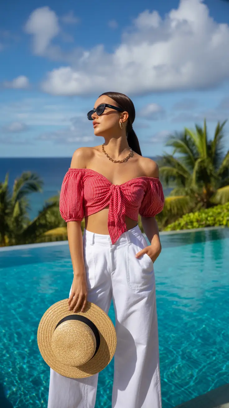 cute spring beach outfits for 2026 Playful Crops and Crisp Whites