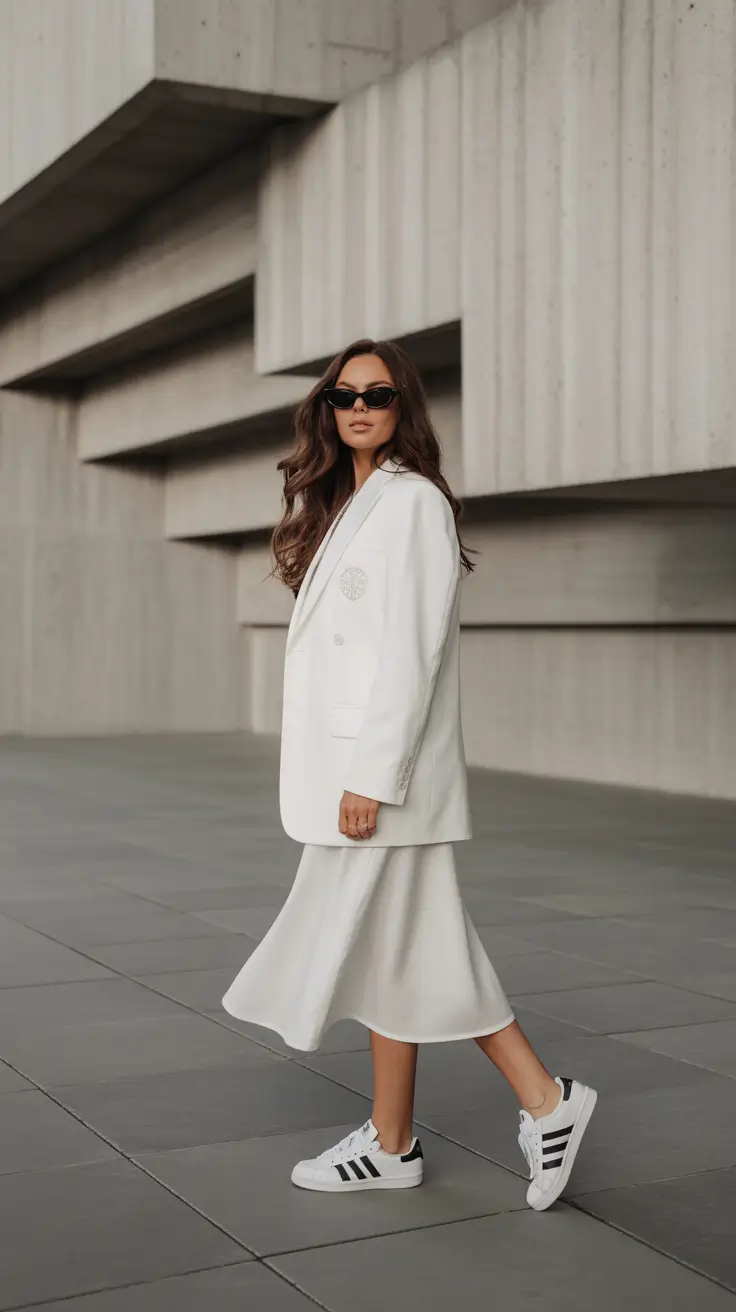 cute spring fashion outfits for 2026 Minimal White with a Sporty Twist