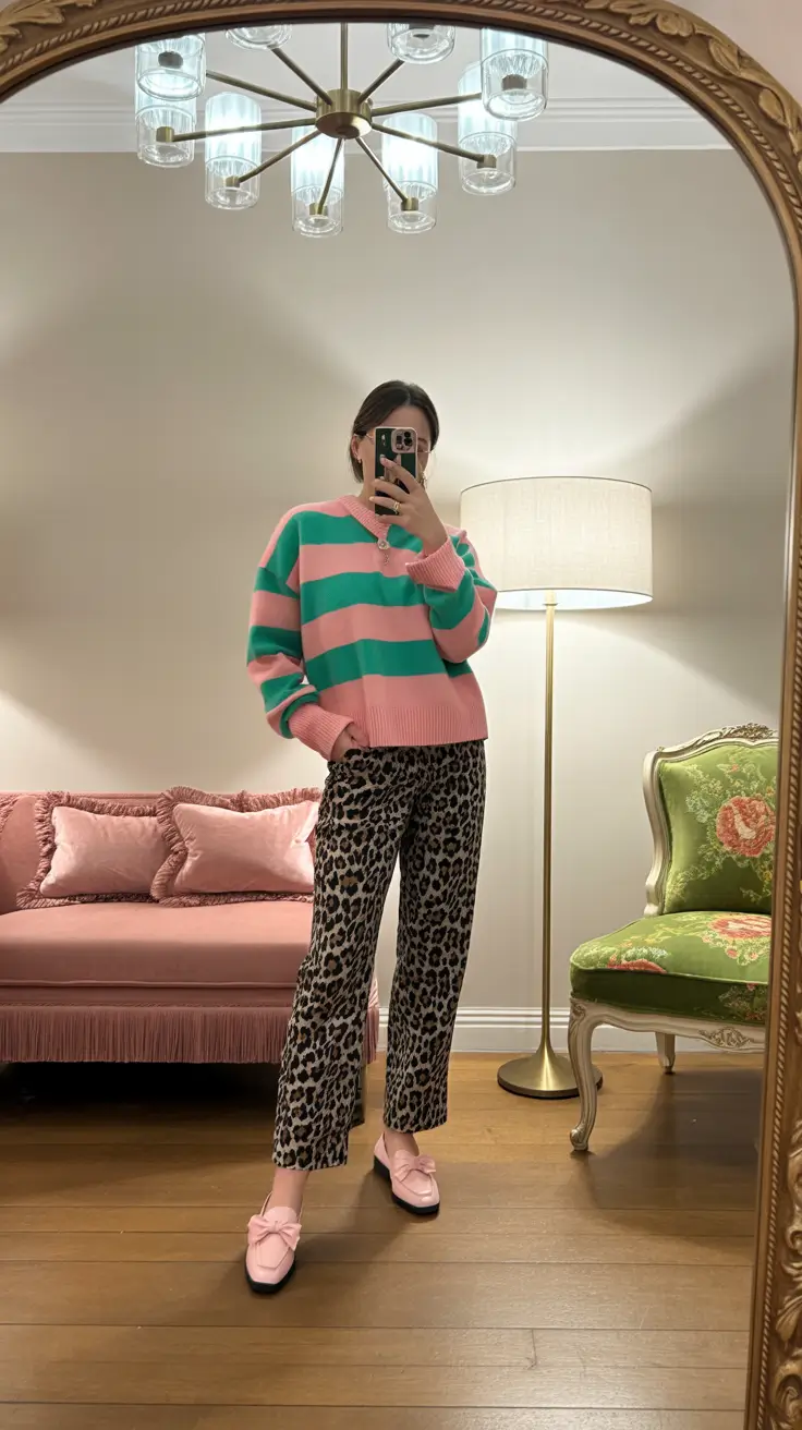 cute spring fashion outfits for 2026 Playful Knits Meet Bold Prints