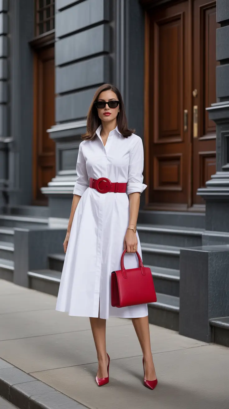 cute spring fashion outfits for 2026 Classic Shirt Dresses with a Bold Accent