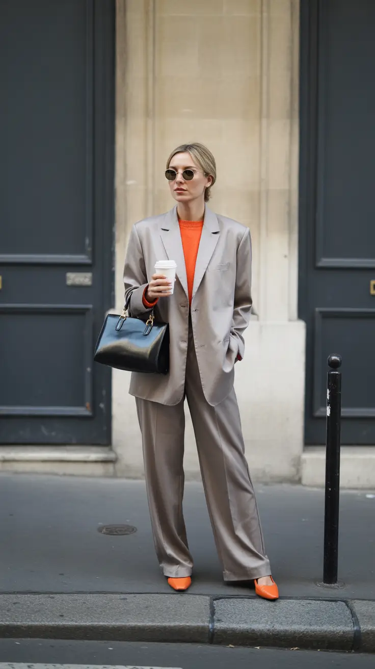 cute spring fashion outfits for 2026 Power Neutrals with a Shot of Color