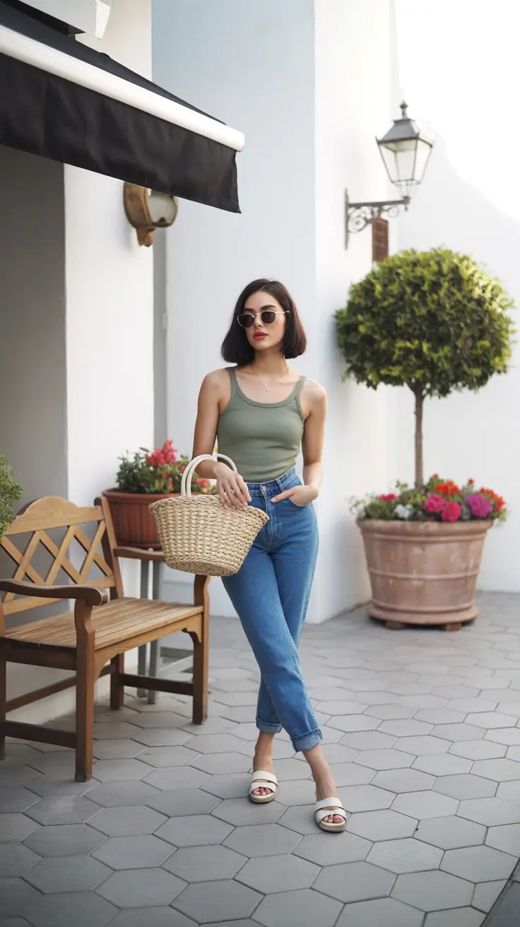 cute spring outfits with tops 2026 Earth-Tone Tanks for Effortless Spring Days