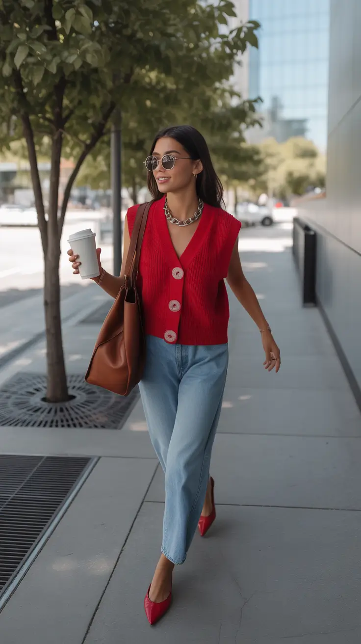 cute spring outfits with tops 2026 Bright Knit Tops That Energize Denim