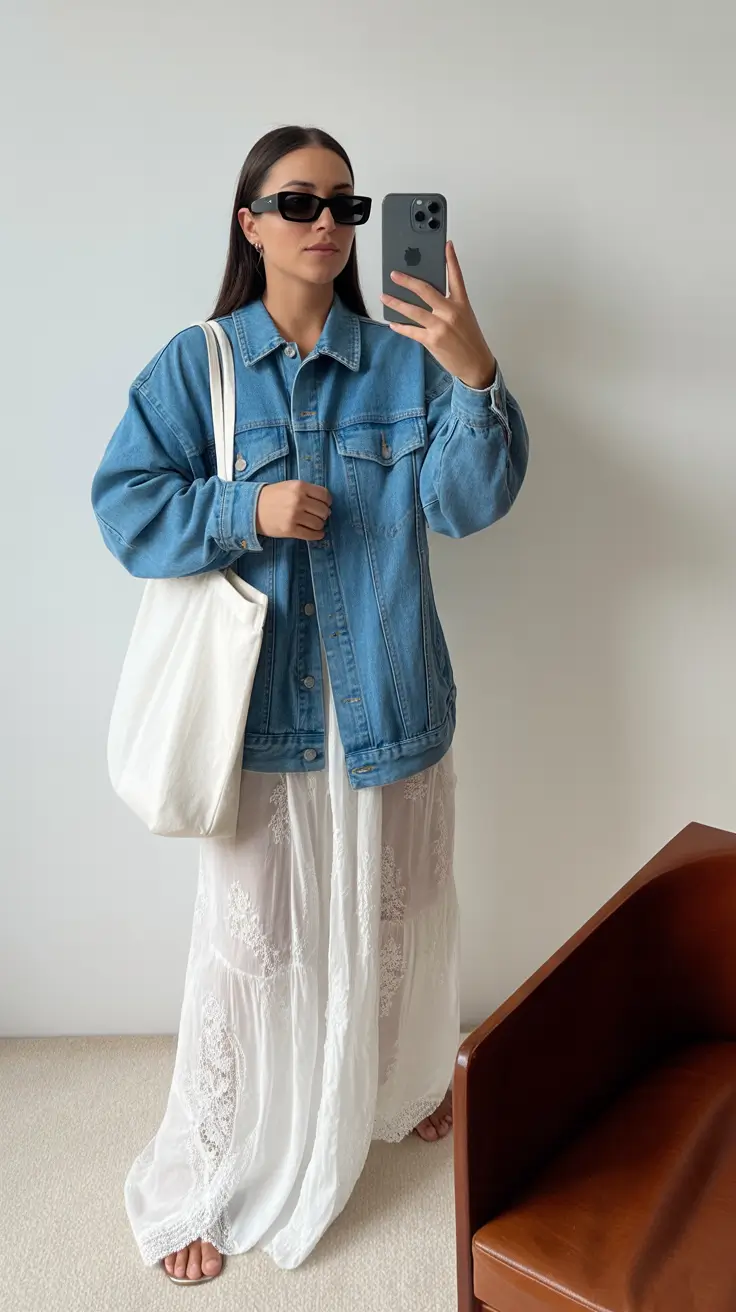 daytime spring outfits for women over 30 2026 Romantic Layers Meet Everyday Denim