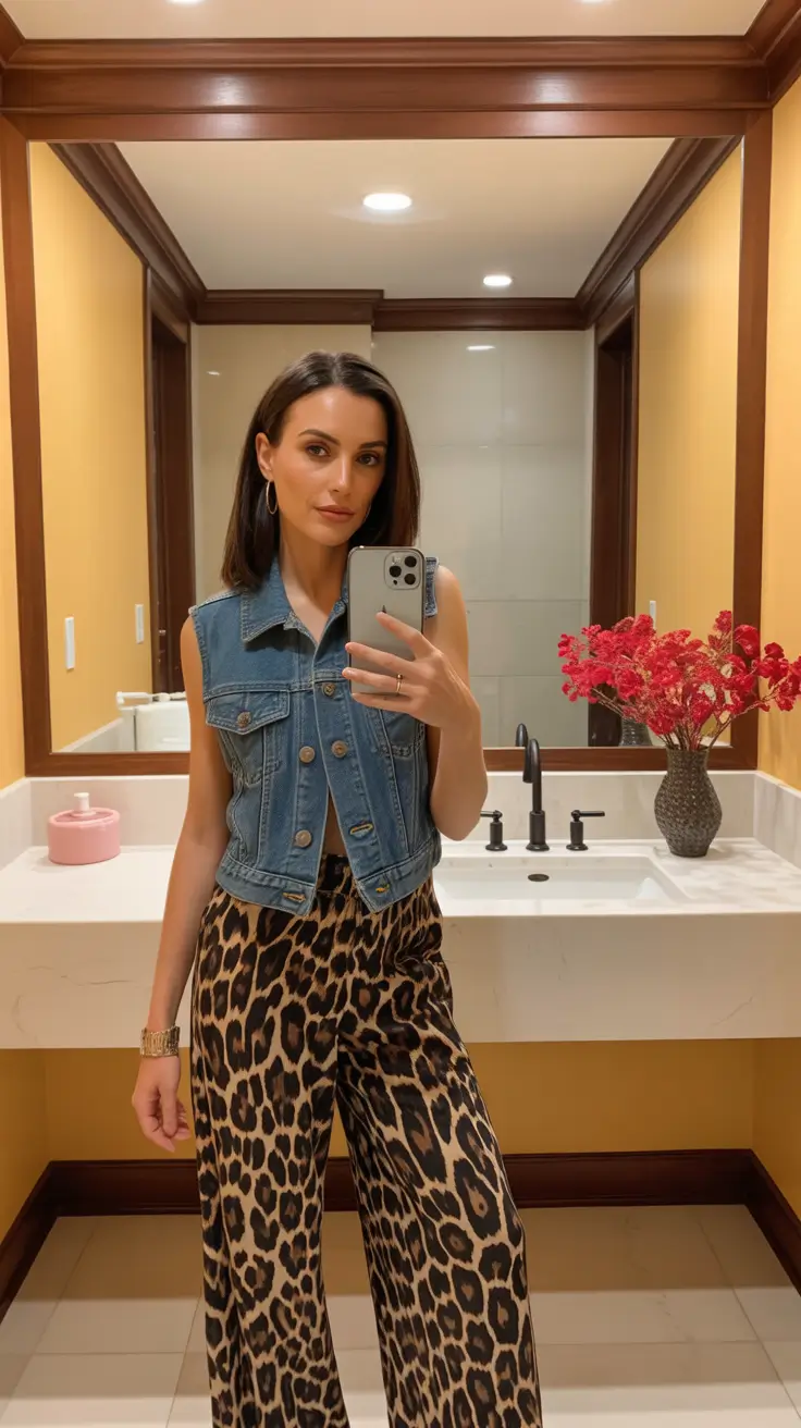 daytime spring outfits for women over 30 2026 Denim Confidence With a Wild Accent