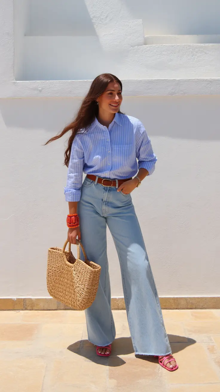 effortless denim spring outfits 2026 Light Denim With Soft Color and Movement