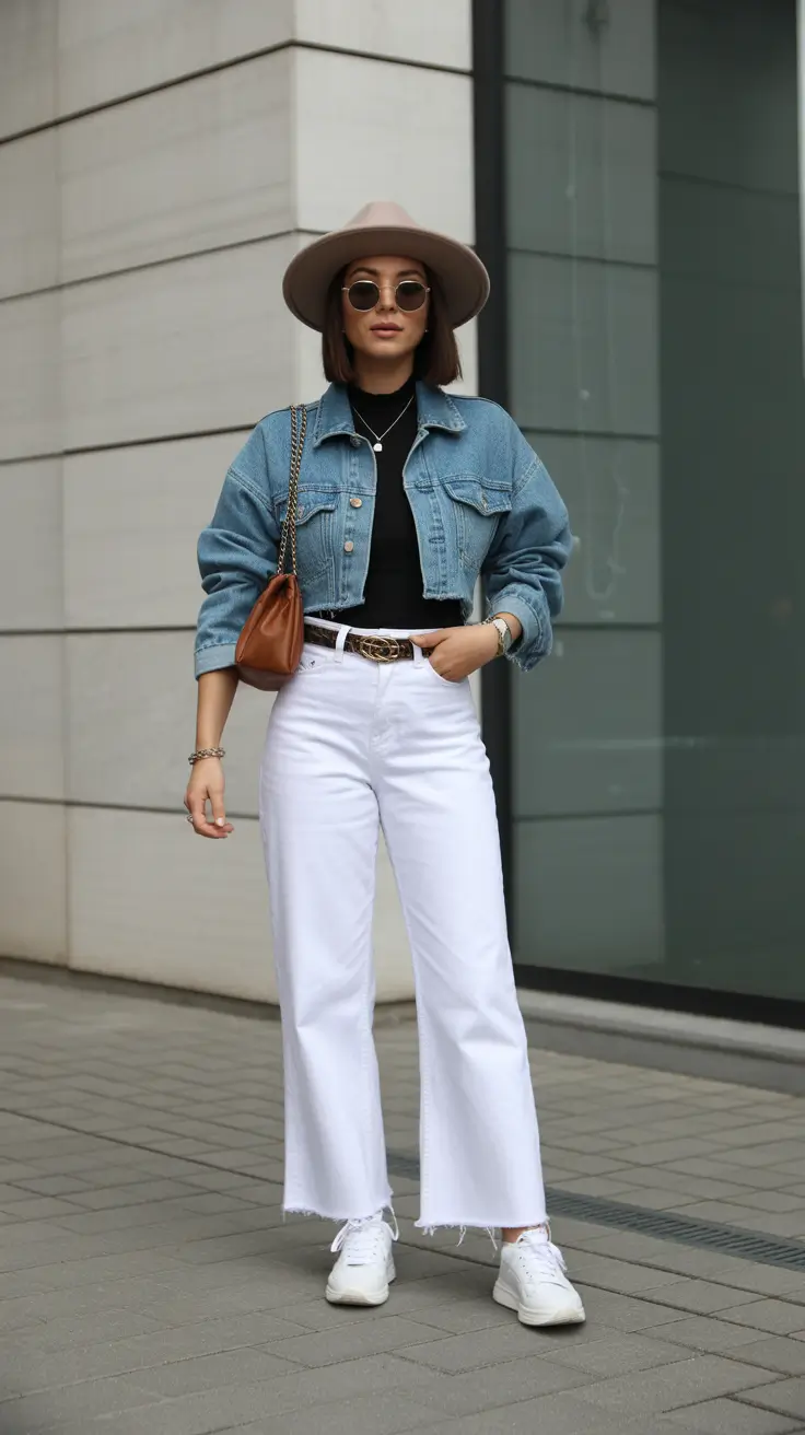 effortless denim spring outfits 2026 Cropped Denim Layers With City Energy