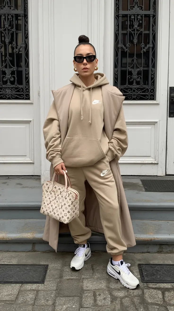 effortless spring athleisure outfits 2026 Neutral Monochrome With Statement Details