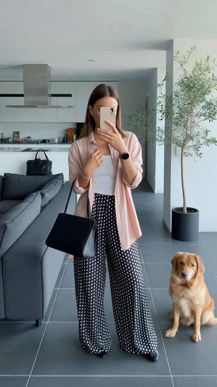 effortless spring outfit for Wednesday 2026 Polka Dots for At-Home Ease with Style
