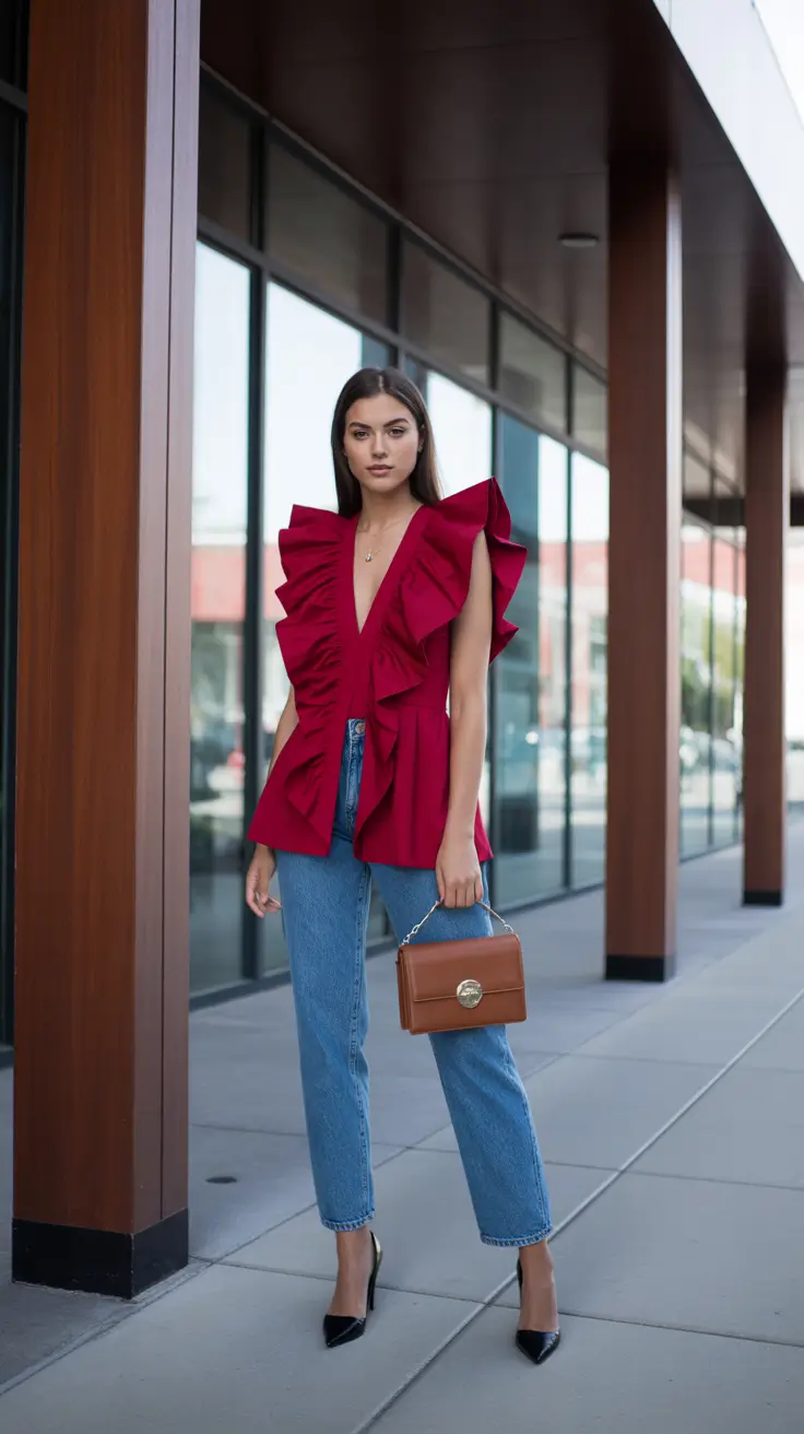 effortless spring outfit for Wednesday 2026 A Bold Top That Carries the Whole Look