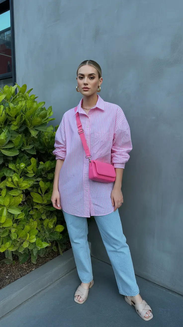 effortless spring outfit for Wednesday 2026 Pink Stripes That Feel Fresh, Not Sweet