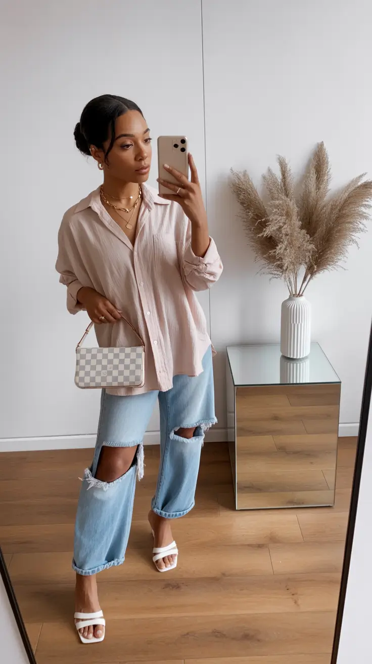 effortless spring outfit for Wednesday 2026 Relaxed Denim with a Light Feminine Touch