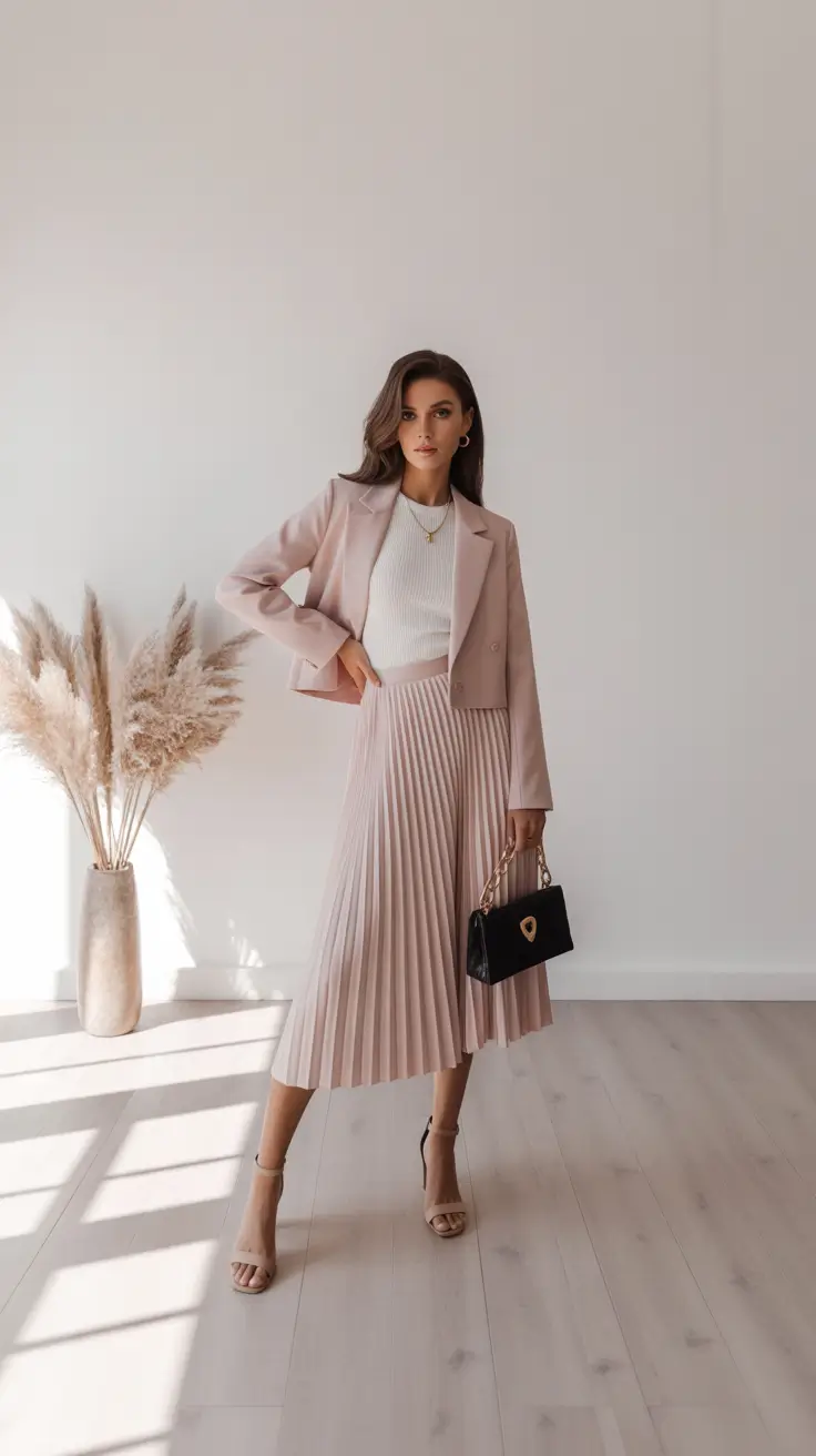 effortless spring outfit for Wednesday 2026 Tailored Blush for a Polished Midweek Reset